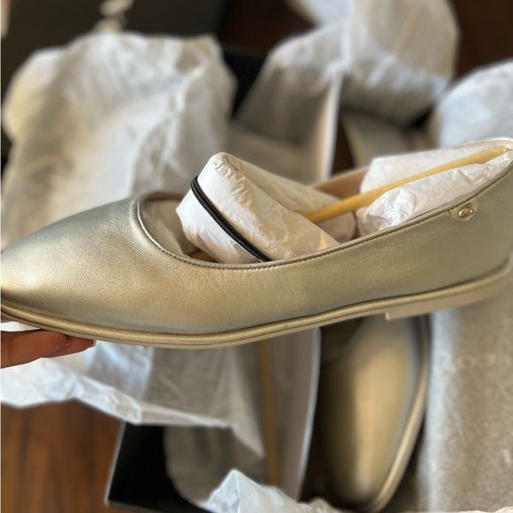 NWT COACH Emilia Silver Metallic Leather Ballet Flats - 9.5 - Picture 7 of 11